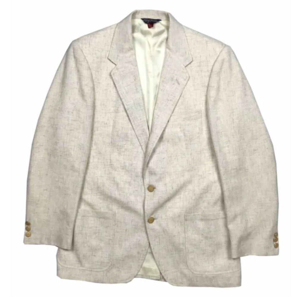 WFF by Farah Mens Ivory Linen Texture Blazer - Picture 1 of 8